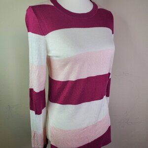 MAISON JULES Juniors Pink Color Block Stripe Tunic Sweater XS
